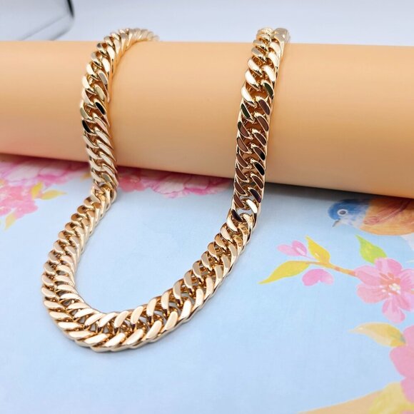 Bold Rose Gold Plated Cuban Chain Necklace – 60cm Premium Design, XPNL0095 - Picture 4 of 12